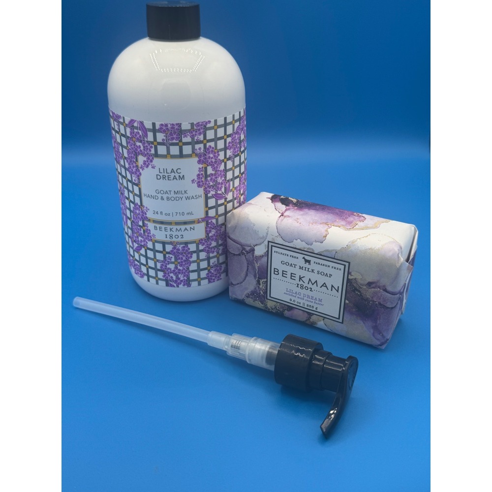 Beekman 1802 Lilac Dream Goat Milk Hand Body Wash & Soap Set Sulfate Free USA